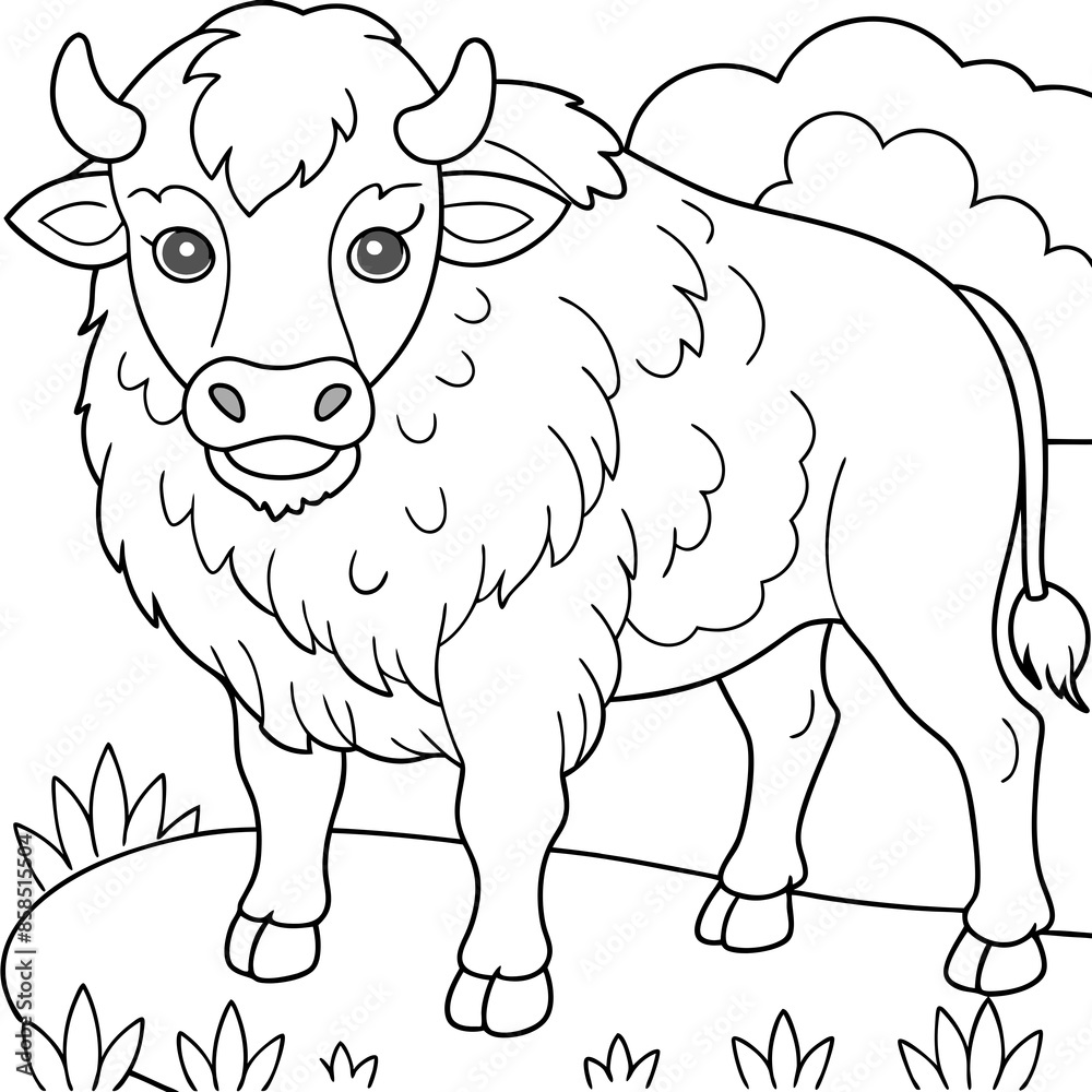 Fototapeta premium Whimsical Bison Coloring Pages for Kids and Adults Alike