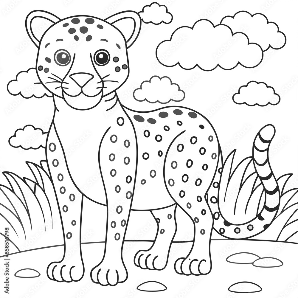 Obraz premium Adorable Cheetah Coloring Page for Kids and Adults to Enjoy