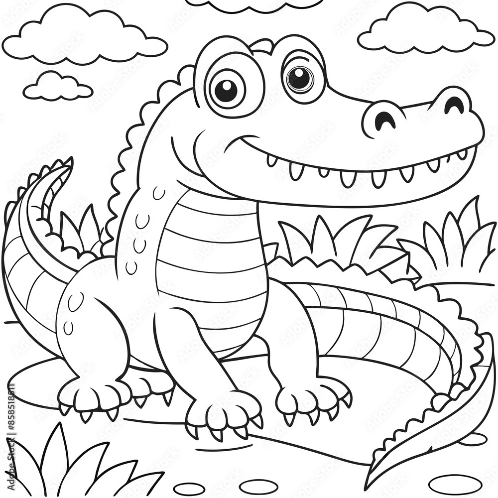 Fototapeta premium Fun Crocodile Coloring Pages for Kids and Adults to Enjoy