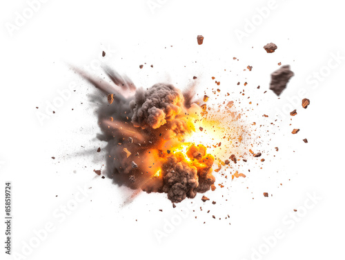 The violent explosion sent out fragments of rock, flames, sparks and dust.