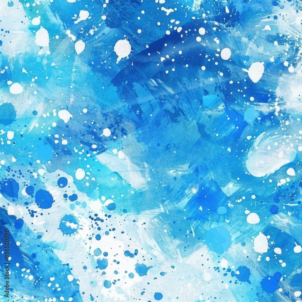 Abstract painting in shades of blue with splashes and strokes of white and light blue. Dynamic, textured background reminiscent of ocean waves, splatters create a sense of movement. Abstract painting in shades of blue with splashes and strokes of white and light blue. Dynamic, textured background reminiscent of ocean waves, splatters create a sense of movement.