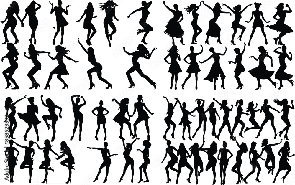 dancer woman person silhouette vector girl illustration dance set dancing black design art female pose group beauty sport isolated lady model party dancer woman person silhouette vector girl illustration dance set dancing black design art female pose group beauty sport isolated lady model party