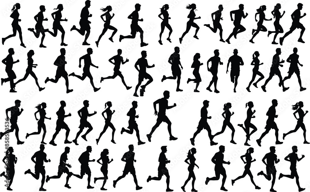 set of runner man woman silhouette sport illustration running vector jogging athlete run adult competition girl marathon set race athletic exercise fitness group set of runner man woman silhouette sport illustration running vector jogging athlete run adult competition girl marathon set race athletic exercise fitness group