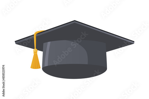 Graduation cap symbol icon. Traditional headdress for graduation ceremony. Academic attire for a college, high school or university graduate. Vector Illustration