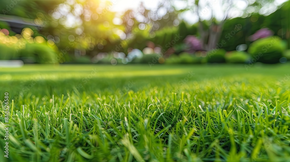 Lush Green Garden Grass in Close-Up Lush Green Garden Grass in Close-Up