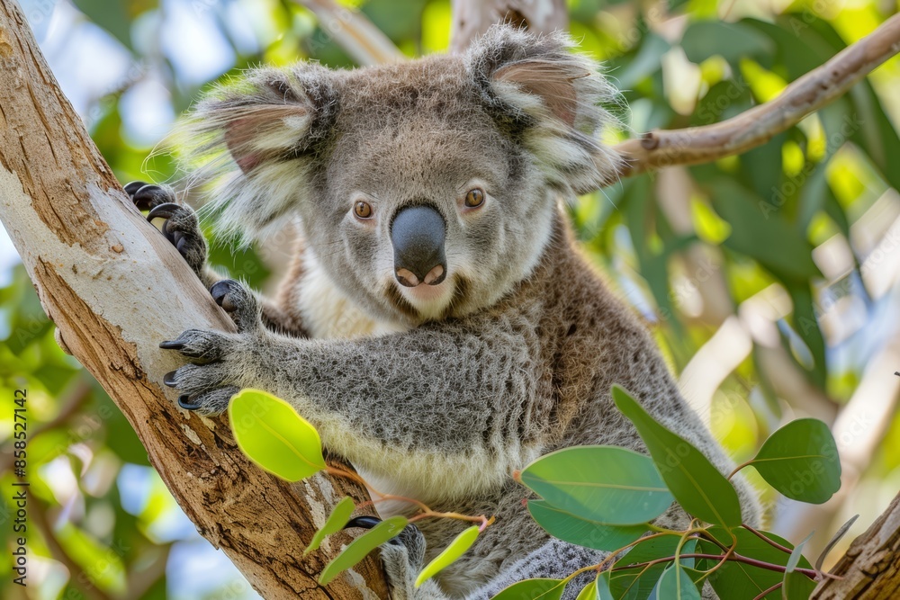 Obraz premium Koala Australian Wildlife Marsupial Endangered Species Animal Portrait: Closeup of Adorable Furry Face