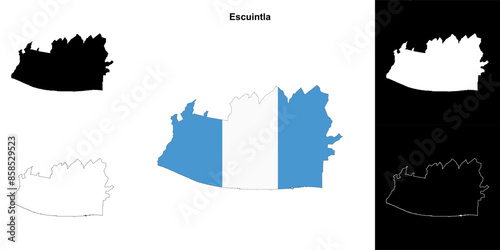 Escuintla department outline map set photo