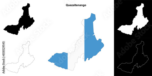 Quezaltenango department outline map set