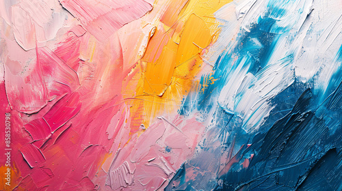 Dynamic Abstract Painting with Vibrant Brush Strokes on Textured Background - 16:9 Aspect Ratio for Copy Space