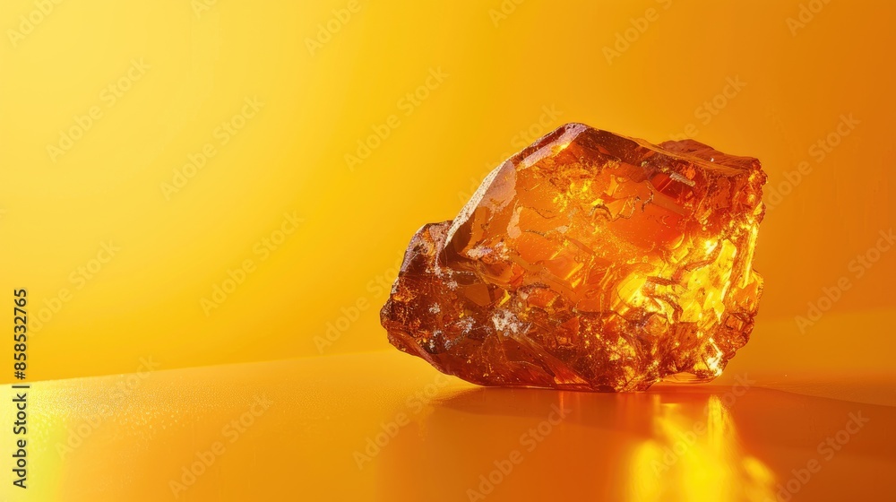 Amber displayed on a yellow background a gem for jewelers and collectors Amber displayed on a yellow background a gem for jewelers and collectors