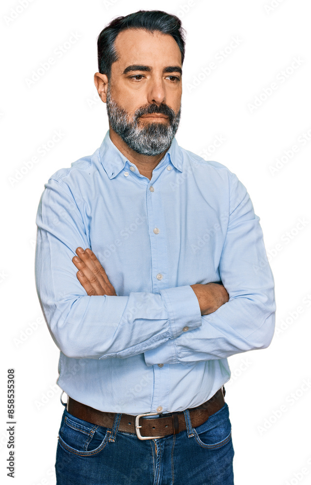 Φωτογραφία Middle aged man with beard wearing business shirt looking sleepy and tired, exhausted for fatigue and hangover, lazy eyes in the morning