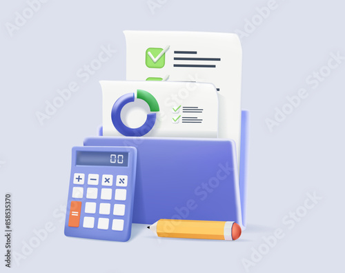 Financial illustration set. Lawyers working with public finance, tax law and other economics branches. Government spending, revenue and taxation concept. 3D Vector illustration
