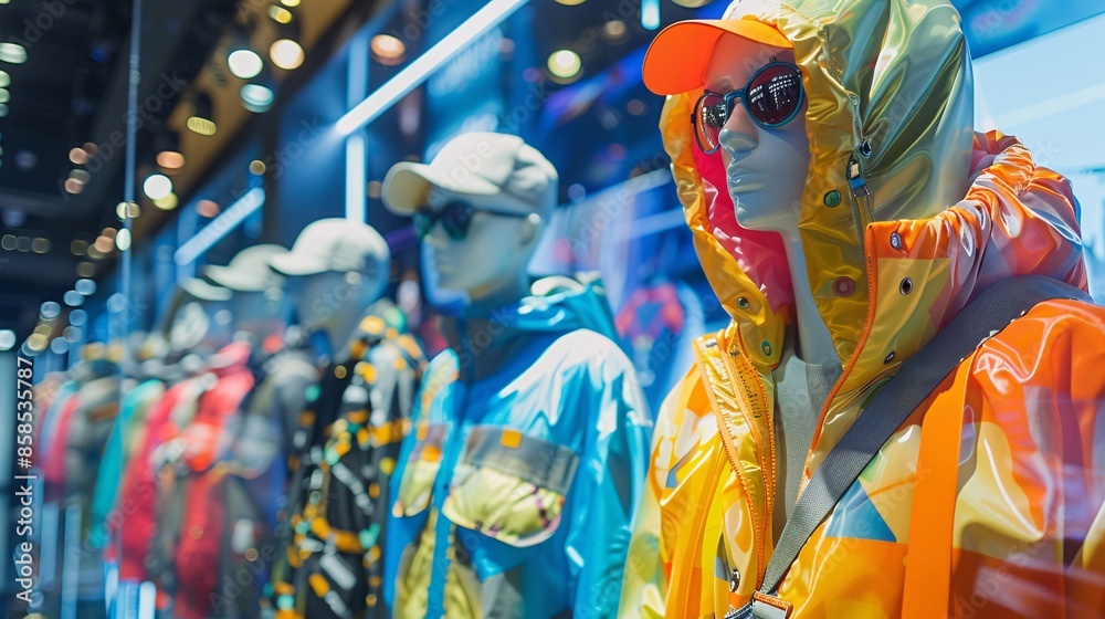 Fototapeta premium Window mannequin with designer clothes. 