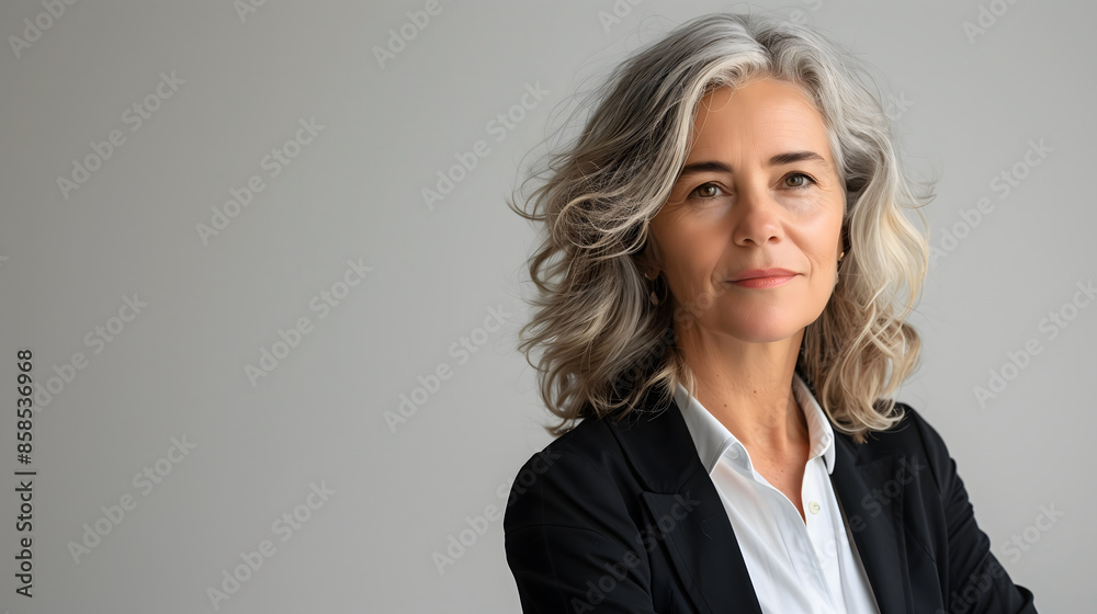 Retrato de mujer madura ejecutiva sobre fondo claro Retrato de mujer madura ejecutiva sobre fondo claro