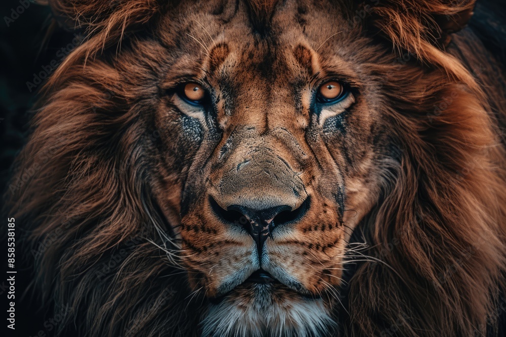 Magnificent lion proud and confident king of beasts close up Magnificent lion proud and confident king of beasts close up