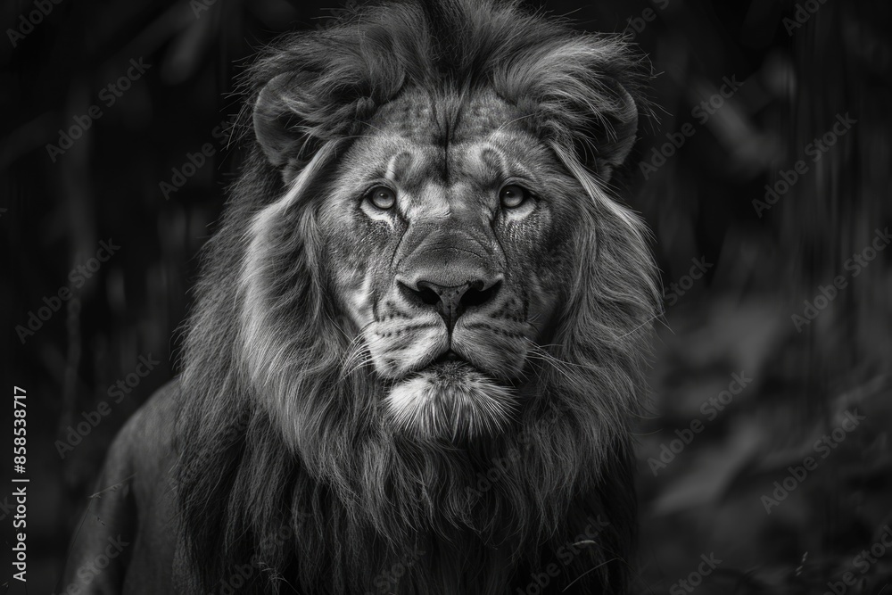Portrait of a Lion in Black and White Portrait of a Lion in Black and White