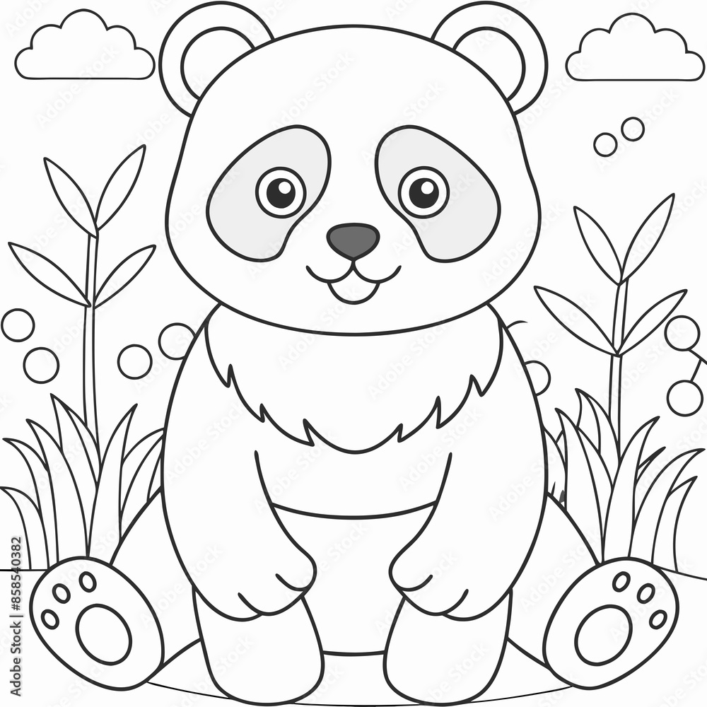 Fototapeta premium Adorable Panda Coloring Page for Kids and Adults to Enjoy