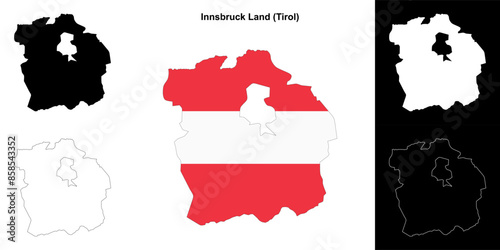Innsbruck Land blank outline map set