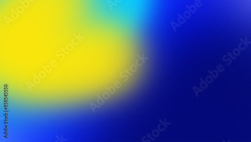 Abstract blue yellow gradation blur background. Smooth color transition with grain noise grain texture