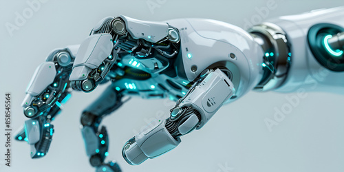 Close-Up of High-Tech Robotic Arm with Illuminated Circuits