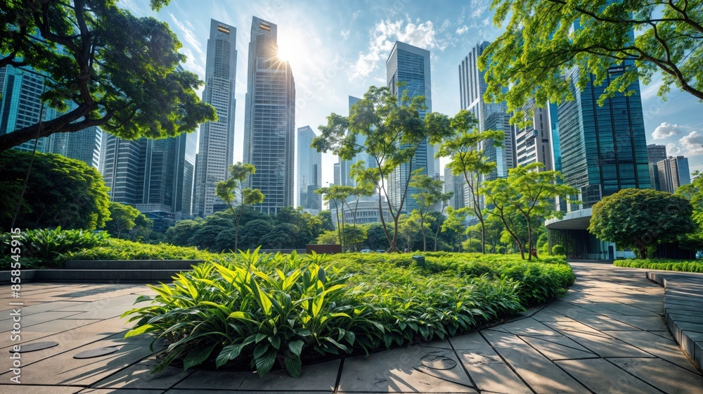 A vibrant park in the heart of a city A vibrant park in the heart of a city