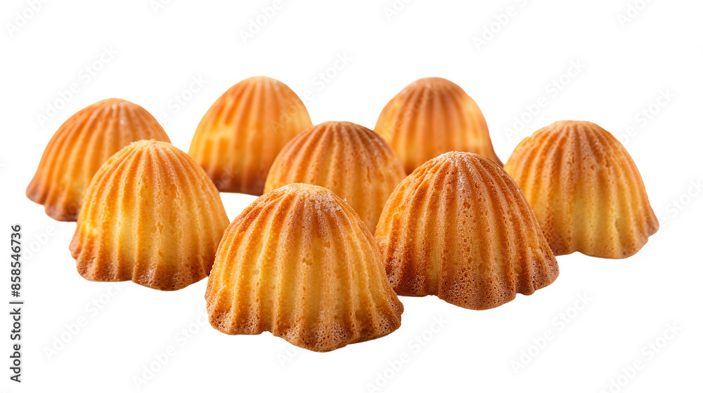 Group of Delicious French Madeleines on Transparent Background, Classic Pastry Treats for Bakery or Dessert Concept, Closeup of Gourmet Snack Items with Vintage Appeal Group of Delicious French Madeleines on Transparent Background, Classic Pastry Treats for Bakery or Dessert Concept, Closeup of Gourmet Snack Items with Vintage Appeal