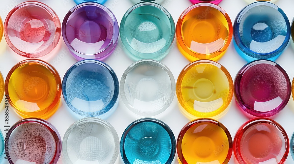 Vibrant Glass Circles on White Background Vibrant Glass Circles on White Background
