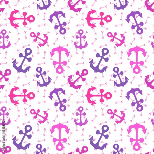 Summer sea anchors seamless pattern for fabrics and clothes and wrapping paper