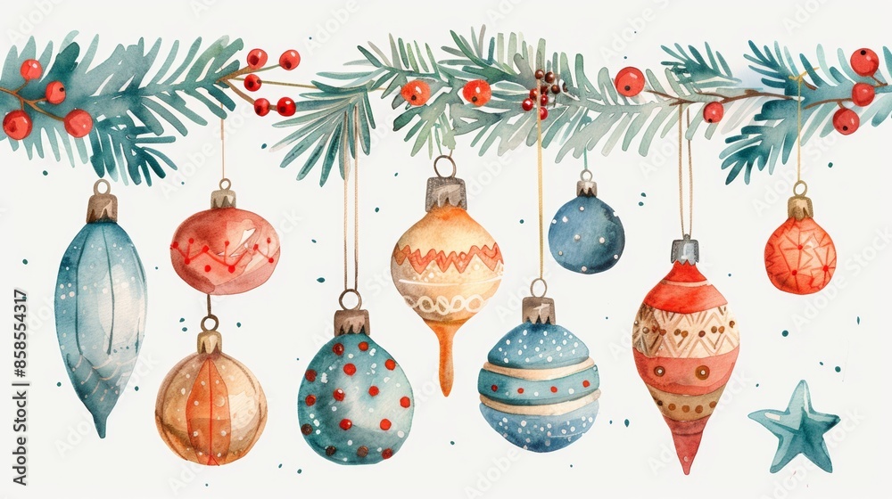 Christmas toys in watercolor style
Christmas toys in watercolor style
