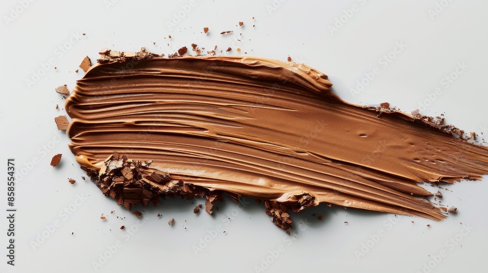 Close up of a liquid foundation powder stroke on white background background
Close up of a liquid foundation powder stroke on white background background