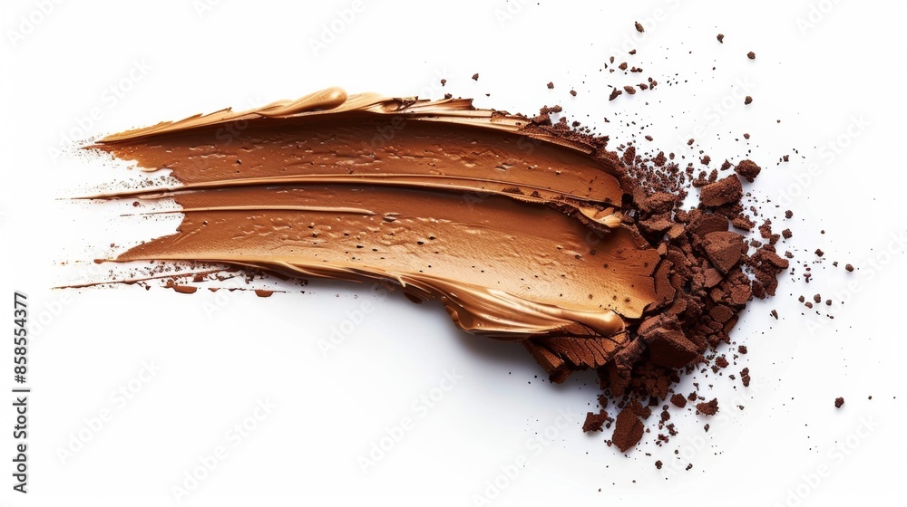 Close up of a liquid foundation powder stroke on white background background
Close up of a liquid foundation powder stroke on white background background
