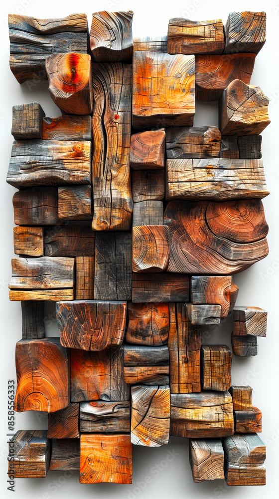 Wood Rendered Block 3D Rendered Timber Wood Wall Background with Natural Block Tiles ...