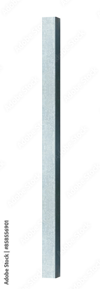 Medium-length vertical beam made of galvanized steel - on isolated transparent background. Medium-length vertical beam made of galvanized steel - on isolated transparent background.