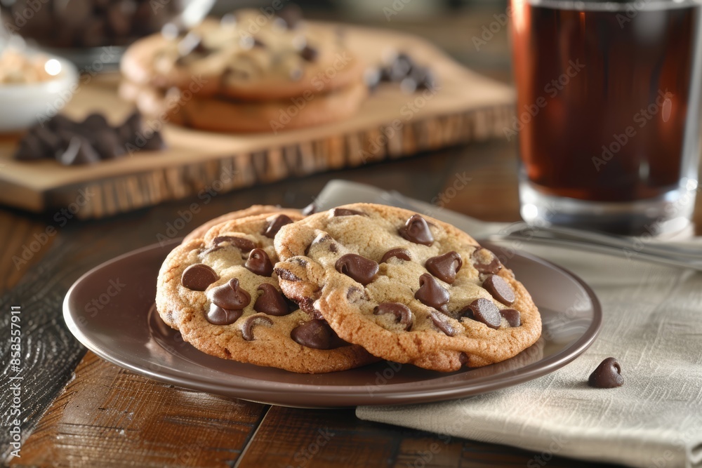 Chocolate Chip Cookies Closeup, Dessert and Baking, Homemade Sweet Snack, Delicious Food Treat