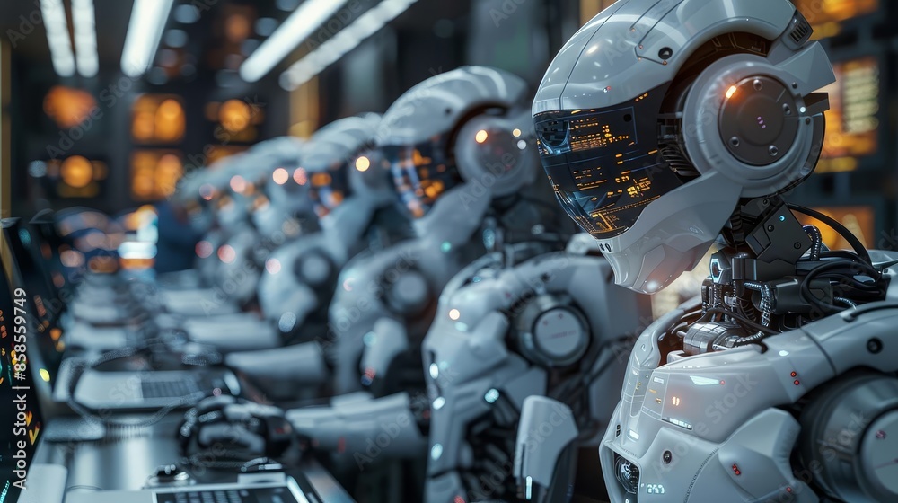 Fototapeta premium AI-enhanced corporate finance team