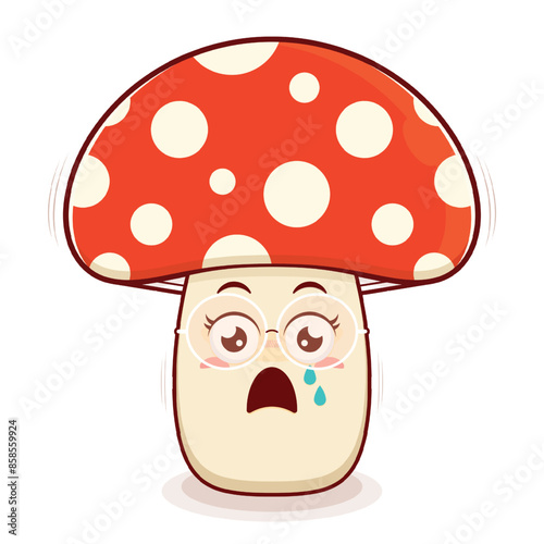 mushroom scared face cartoon cute