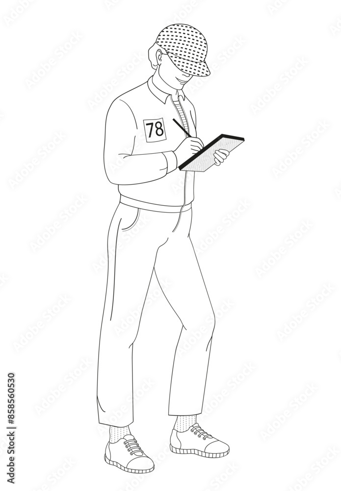 smiling golf club staff character female caddie with clash notebook smiling golf club staff character female caddie with clash notebook