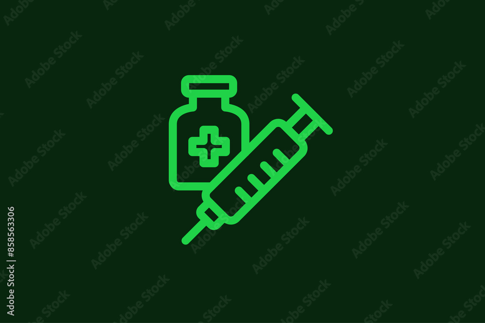 Geometric vaccine illustration in flat style design. Vector illustration. Geometric vaccine illustration in flat style design. Vector illustration.