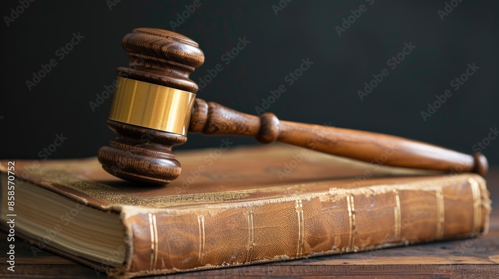 Legal concept wooden judge s gavel on law book with space for text Legal concept wooden judge s gavel on law book with space for text