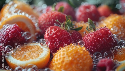 Stir the senses with the tantalizing aroma of fresh fruit, captured in a moment of suspended animation that promises a sensory feast. photo