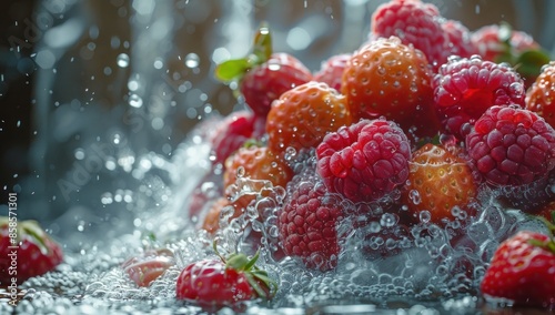Stir the senses with the tantalizing aroma of fresh fruit, captured in a moment of suspended animation that promises a sensory feast. photo