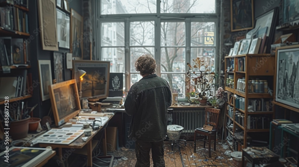 Despite the solitude of his work, the painter feels a deep sense of connection to the space he is transforming. Despite the solitude of his work, the painter feels a deep sense of connection to the space he is transforming.