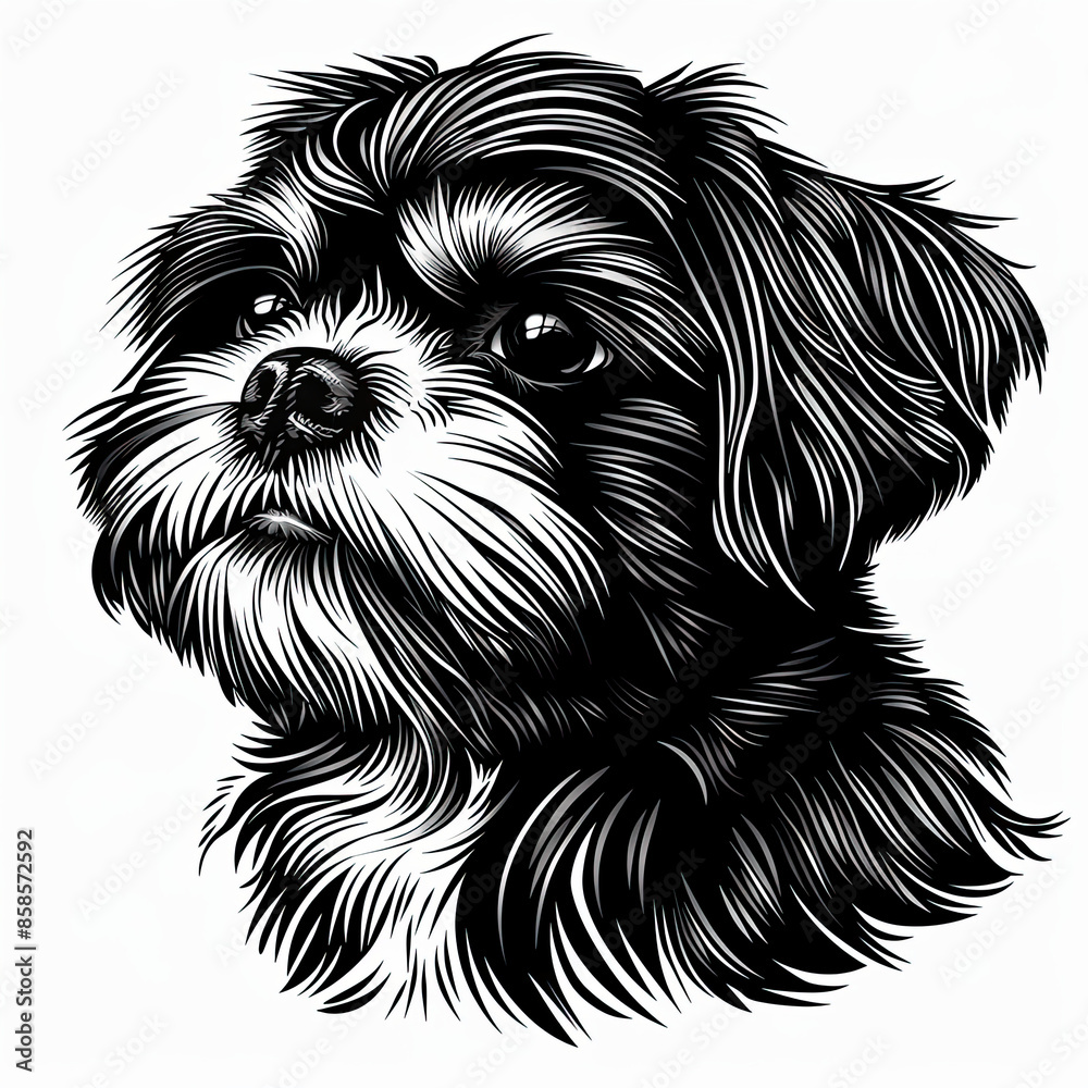 custom made wallpaper toronto digitalA black and white drawing of a shih tzu dog