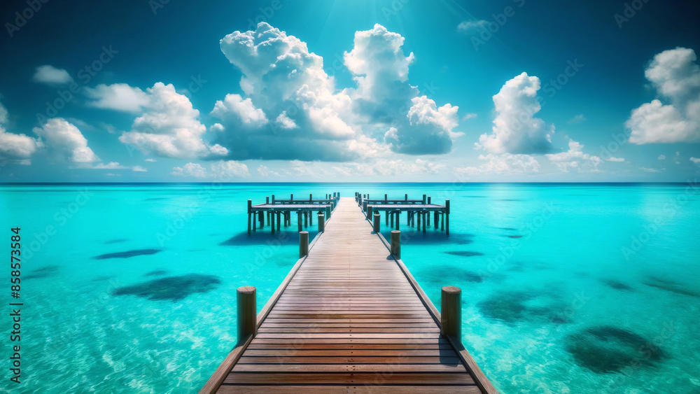 Obraz premium Serene wooden pier over turquoise water