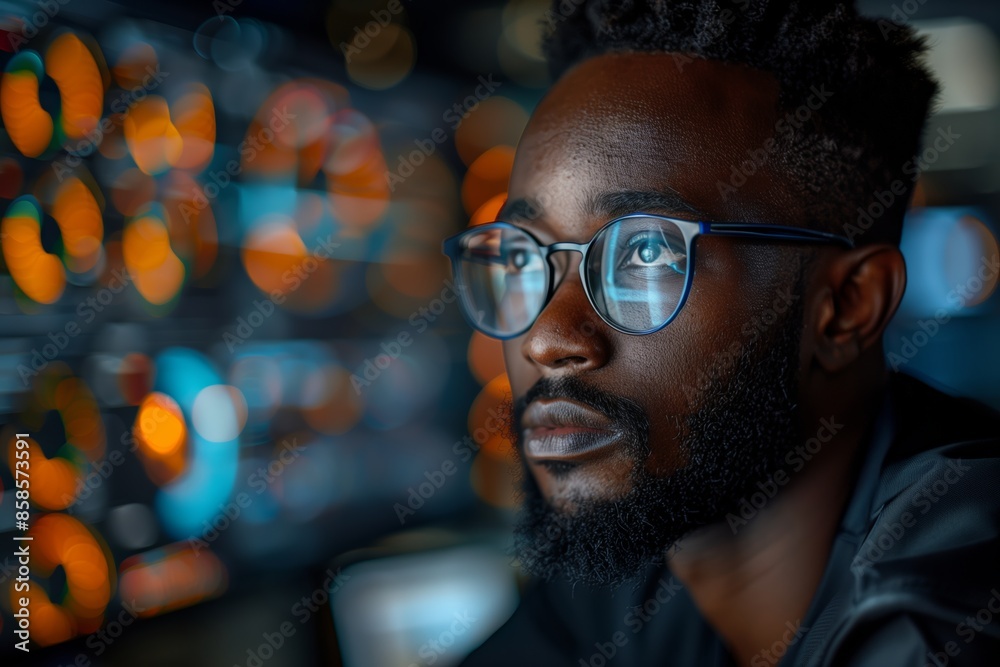 Focused African American Developer at Computer Focused African American Developer at Computer