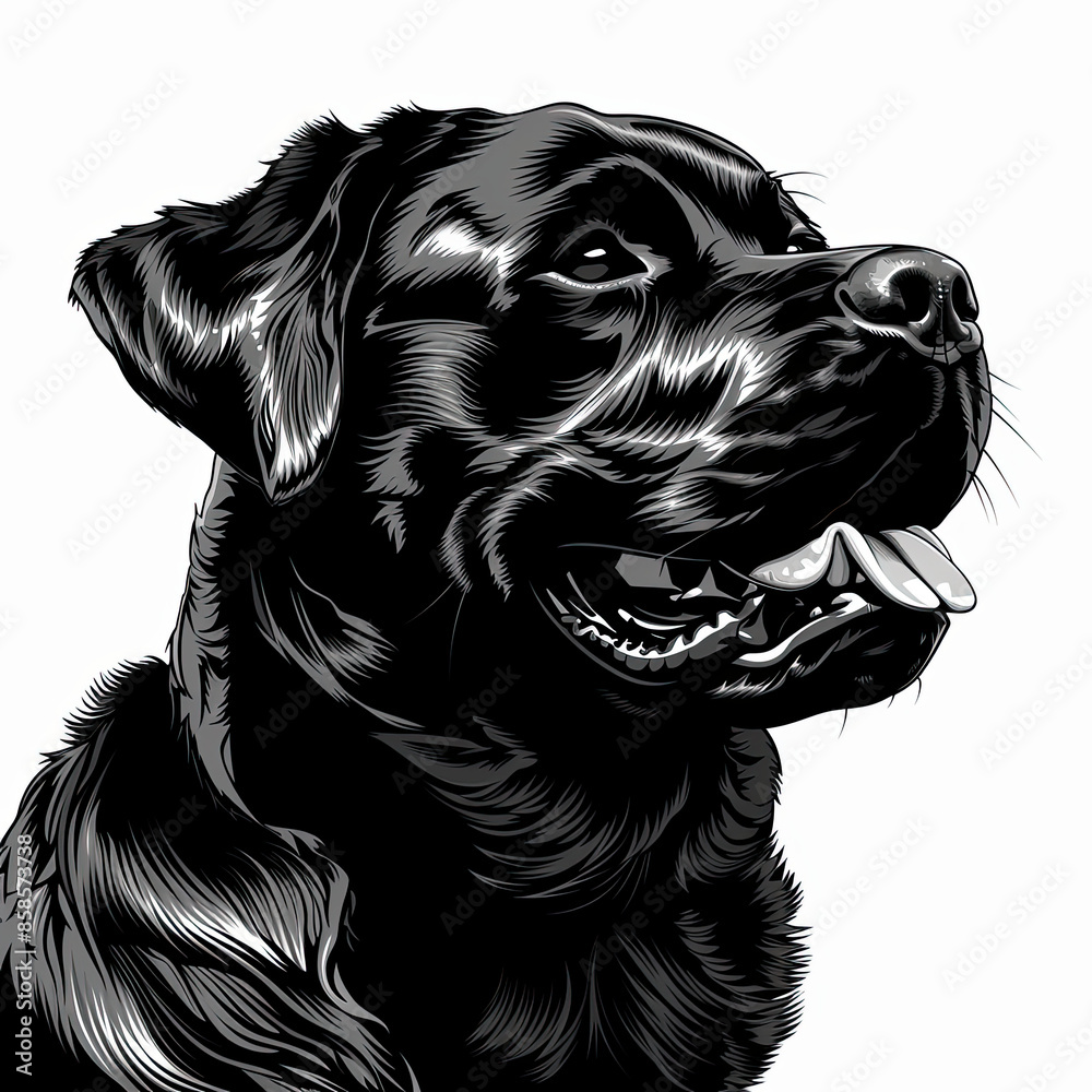 Obraz premium A black and white drawing of a rottweiler dog