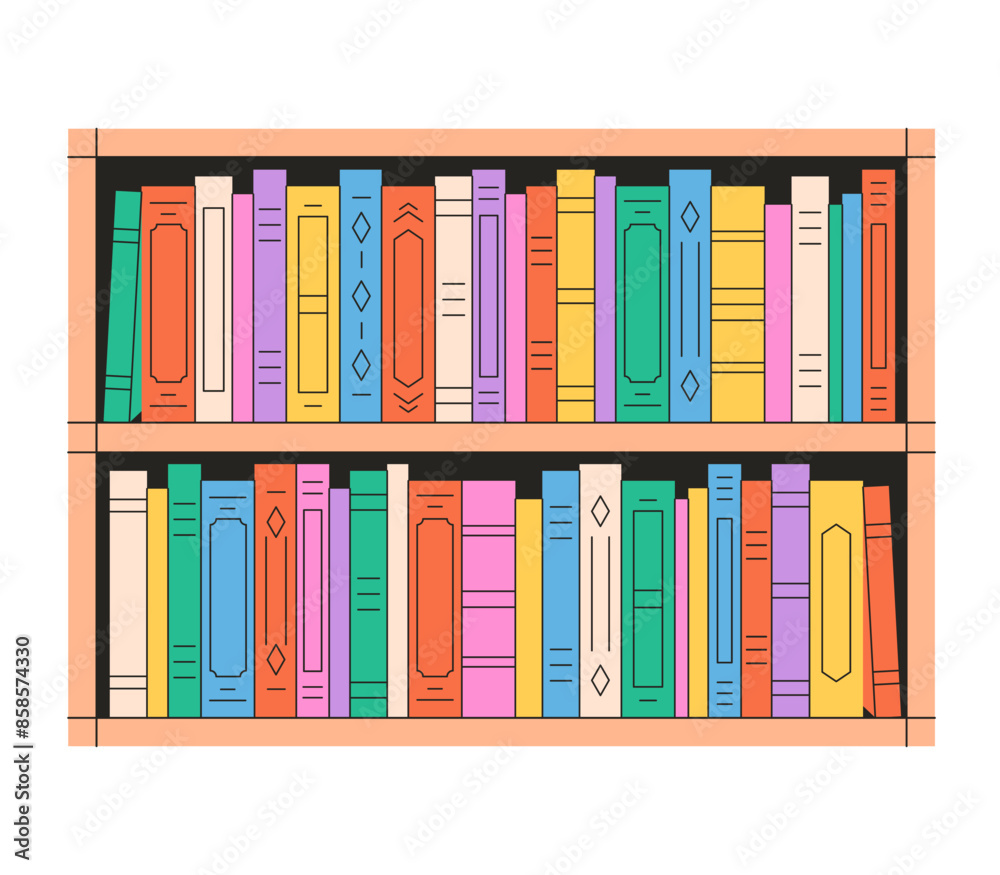 Fototapeta premium Books, literature. Colorful books covers. Reading and knowledge. World Book Day. Vector illustration in flat style