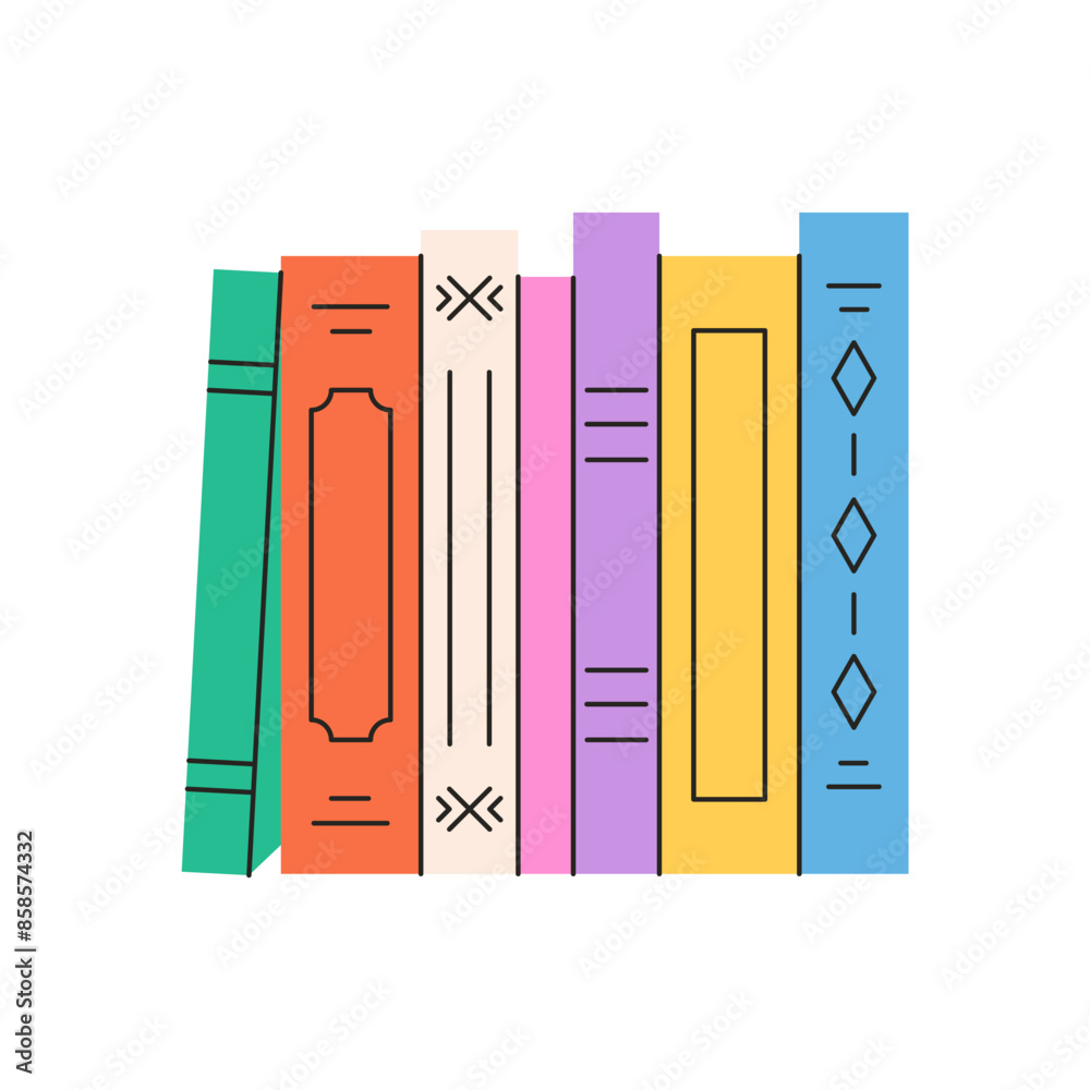 Books, literature. Colorful books covers. Reading and knowledge. World Book Day. Vector illustration in flat style Books, literature. Colorful books covers. Reading and knowledge. World Book Day. Vector illustration in flat style