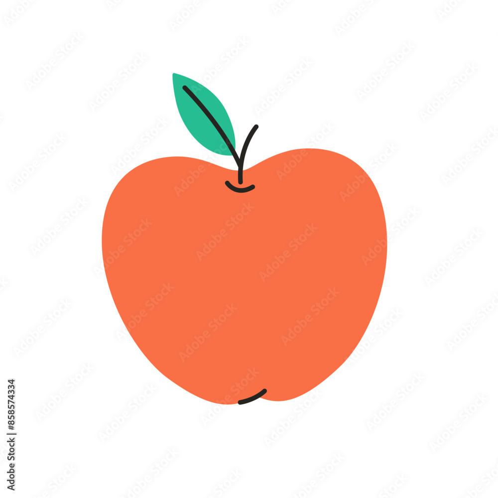 Fototapeta premium Fresh apple. Summer fruit. Healthy food. Vector illustration in flat style