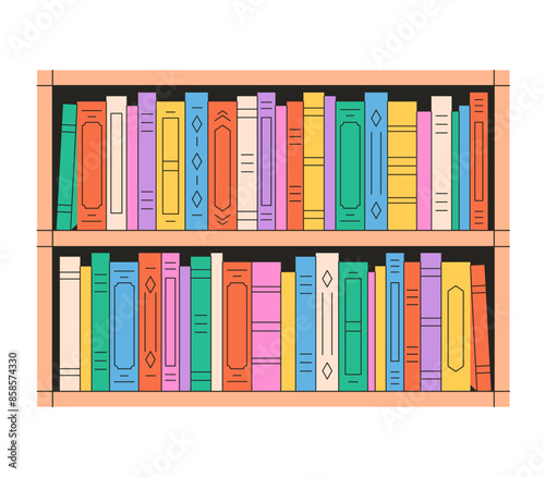 Books, literature. Colorful books covers. Reading and knowledge. World Book Day. Vector illustration in flat style